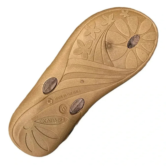 OKABASHI Baha Toffee/Copper Flip Flop Sandal Braided Look Strap sz S - Picture 7 of 7